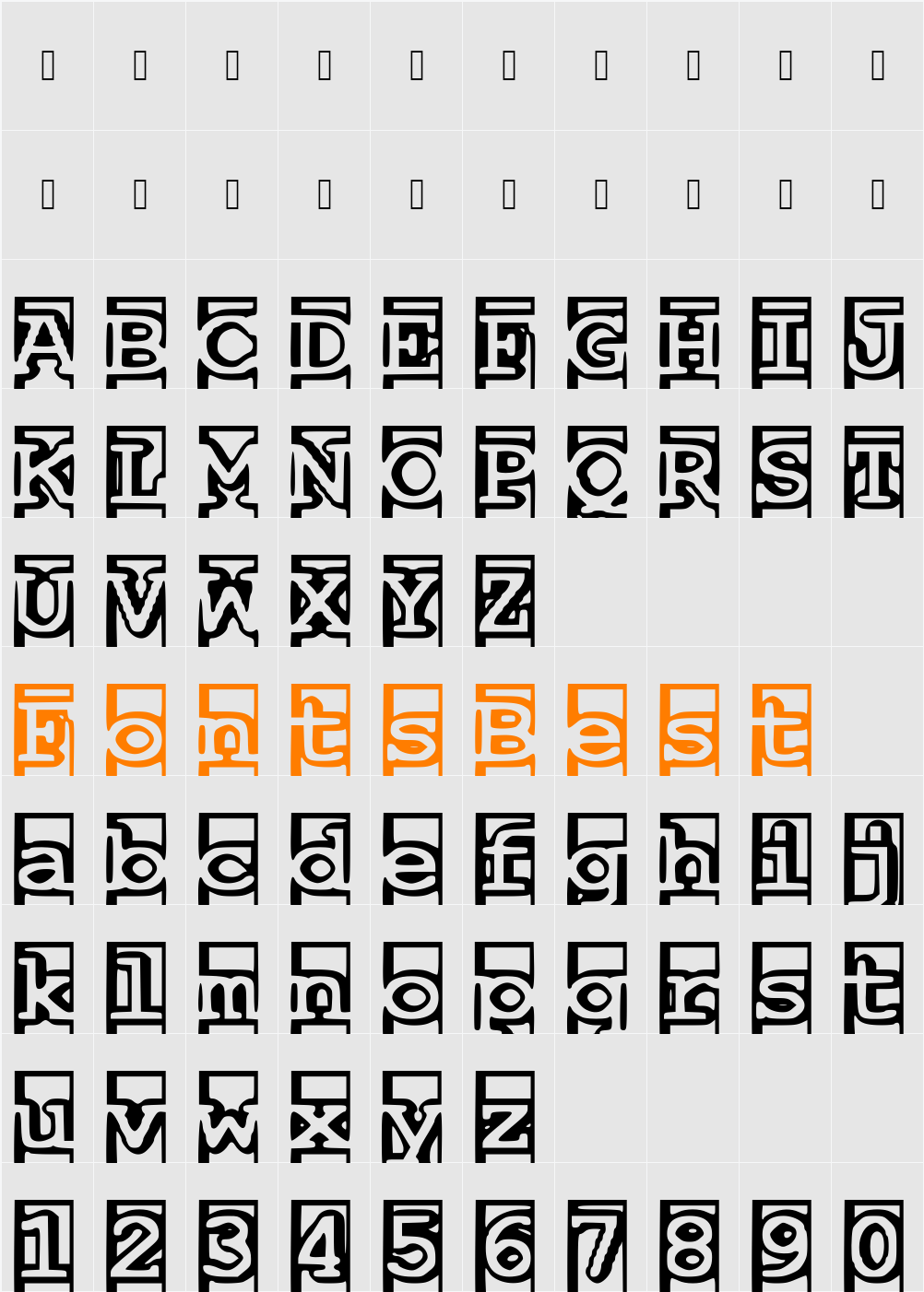 One and a Half Feet Under Character Map