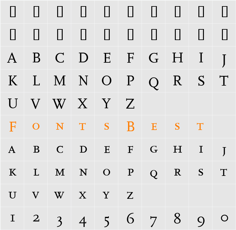 FFScalaCaps Character Map