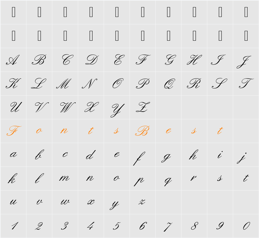 EnglischeSchJoiT Character Map