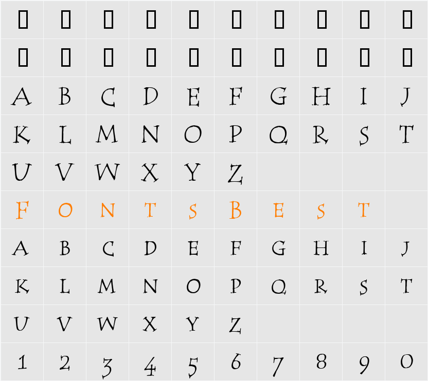 Tempus SC ITC TT Character Map