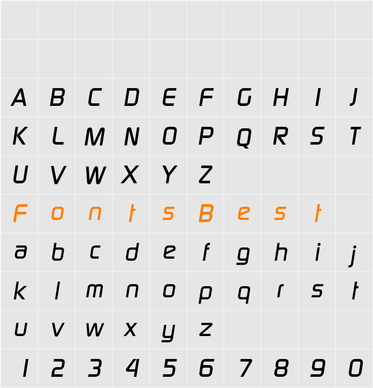 Digital-MediumIta Character Map