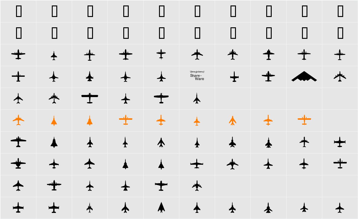 Planes-T-Modern Character Map