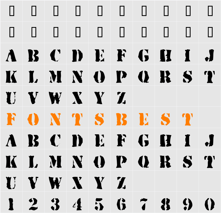 Rugged Stencil Character Map