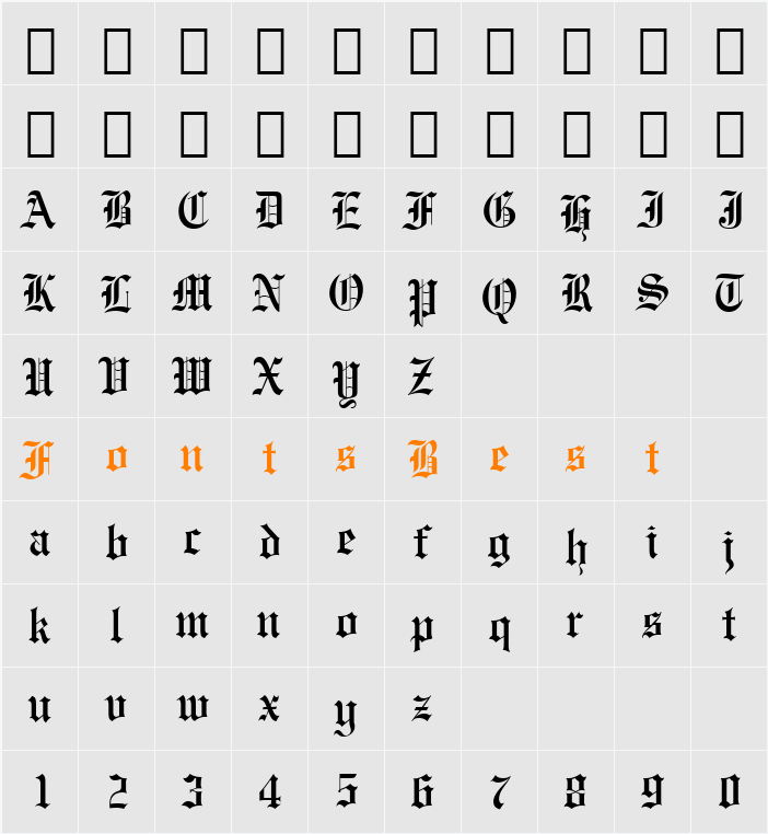EngrvrsOldEng BT Character Map
