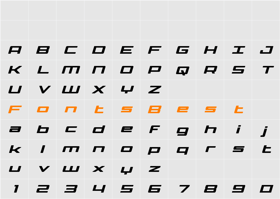 Phoenicia Lower Case Italic Character Map