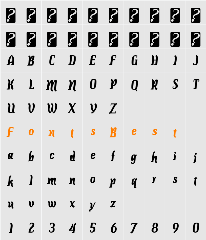 Colourbars Character Map