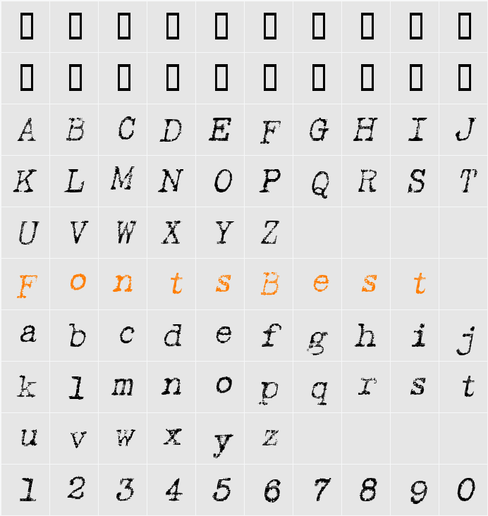 TypewriterRough Character Map