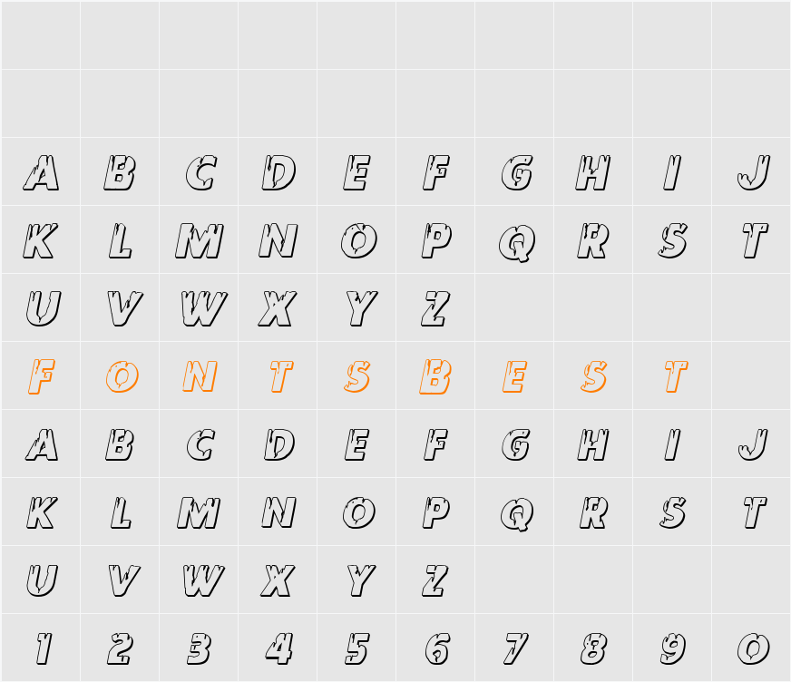 Red Undead Shadow Italic Character Map