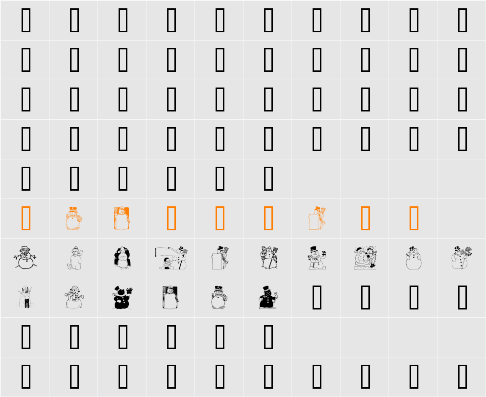 GE Snowmen Character Map