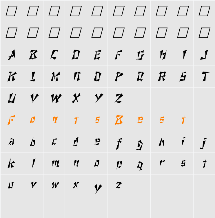 Nixon Italic Character Map