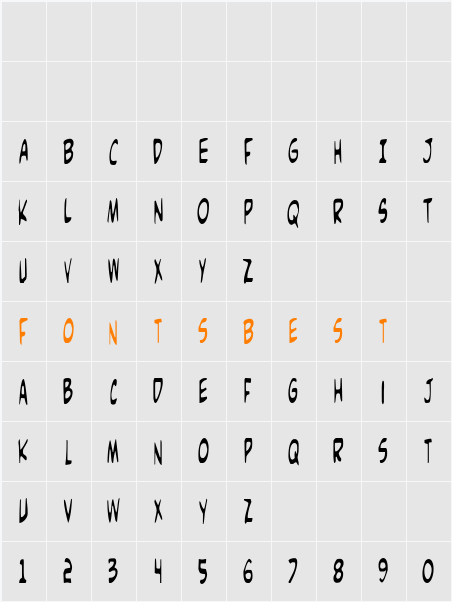 Comic Book Commando Condensed Character Map