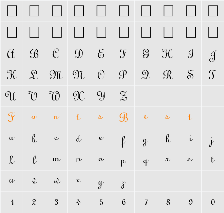 LinusScript Character Map