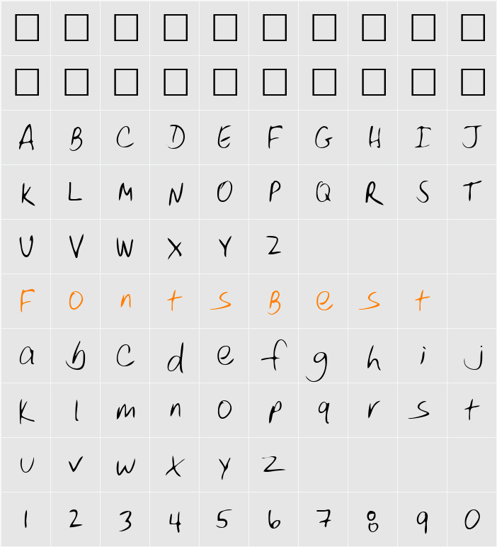 RoydensHand Character Map