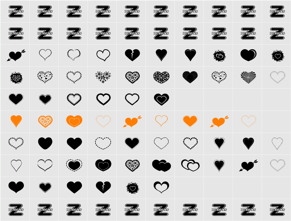 Sexy Love Hearts 2 Character Map