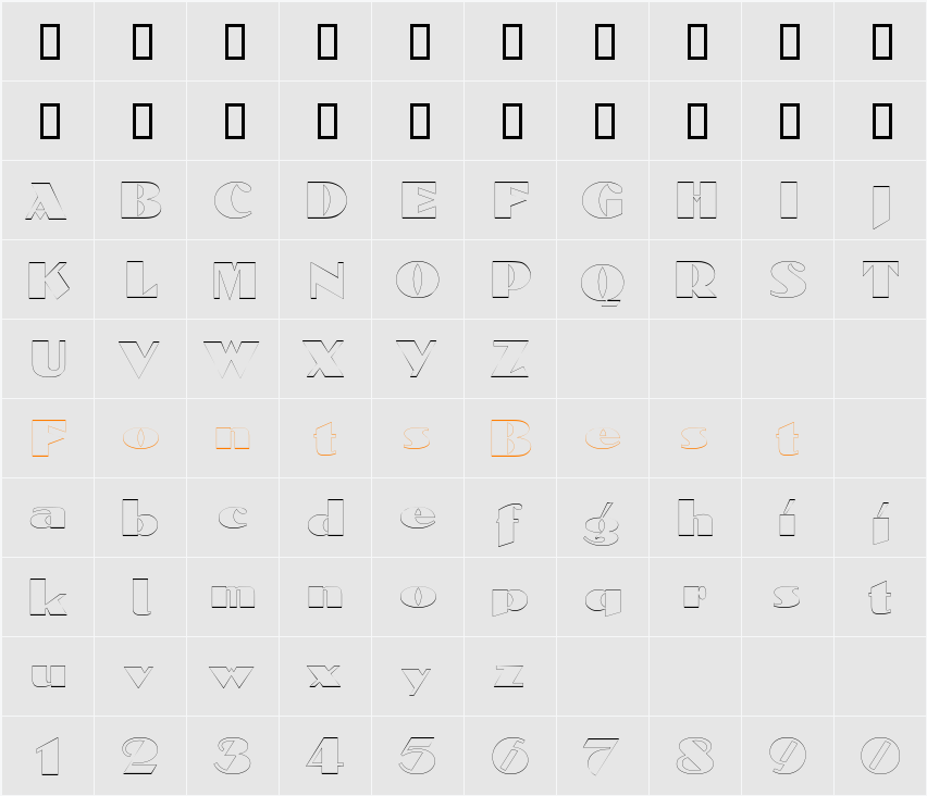 DomenicOutline Character Map
