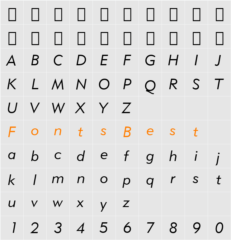 Geometr415 Lt BT Character Map