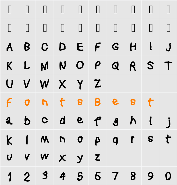Squared Hand Character Map