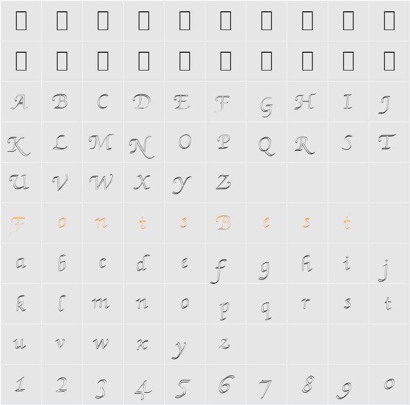 Kursive Becker Character Map