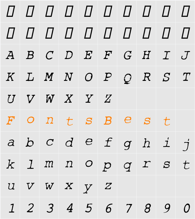 Rough_Typewriter Character Map