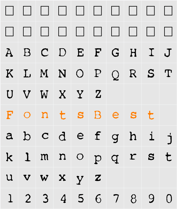 Remington Character Map