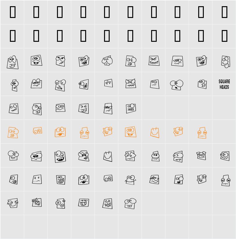 Squareheads Character Map