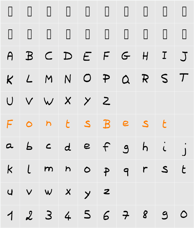LaureneScriptFont Character Map