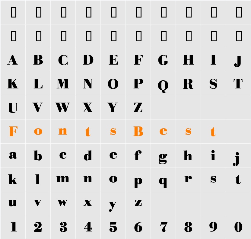 BodoniStd Character Map
