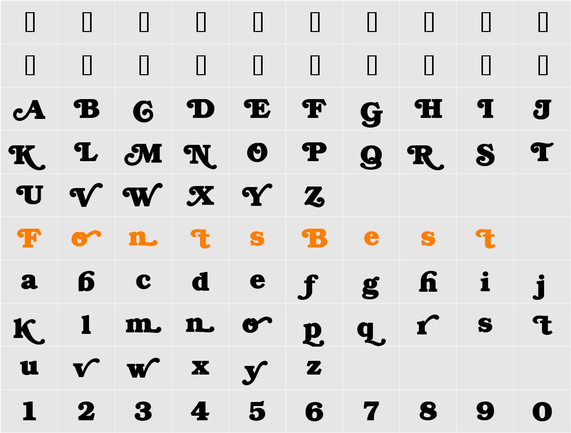 Swash Character Map