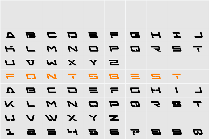 Free Agent Bold Leftalic Character Map