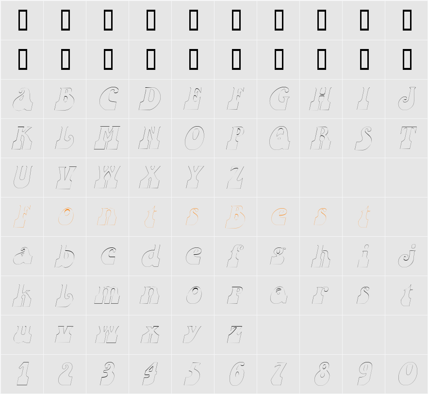SandCastlesOutline Character Map