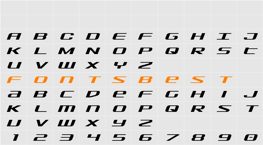 SDF Expanded Italic Character Map