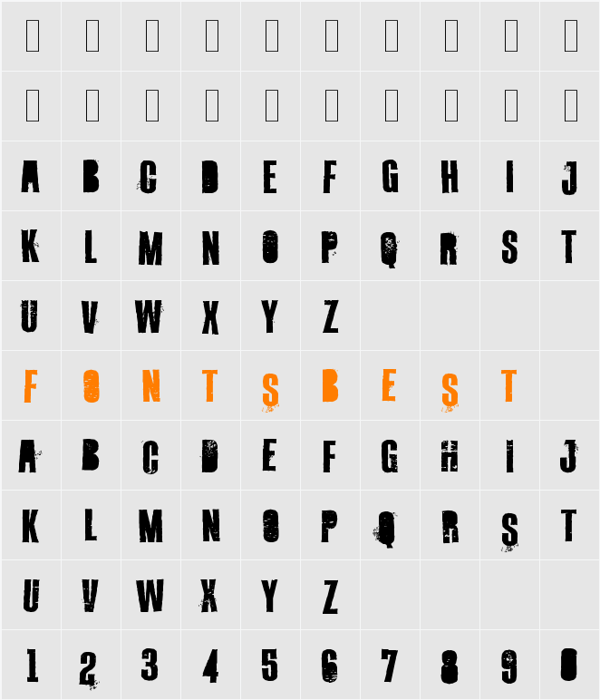 Octynaz Character Map