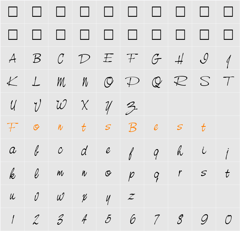 NevilleScript Character Map