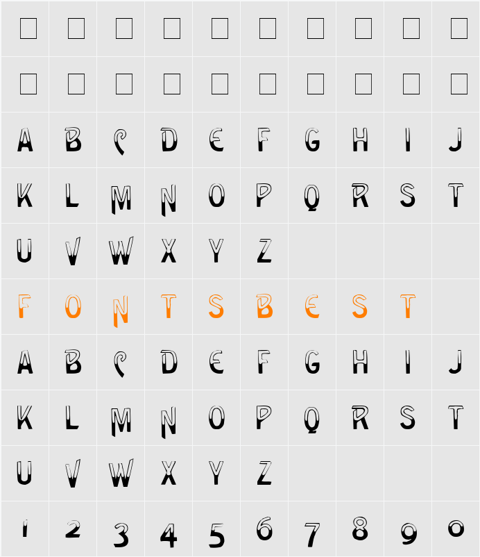 Leakin Display Caps SSi Character Map