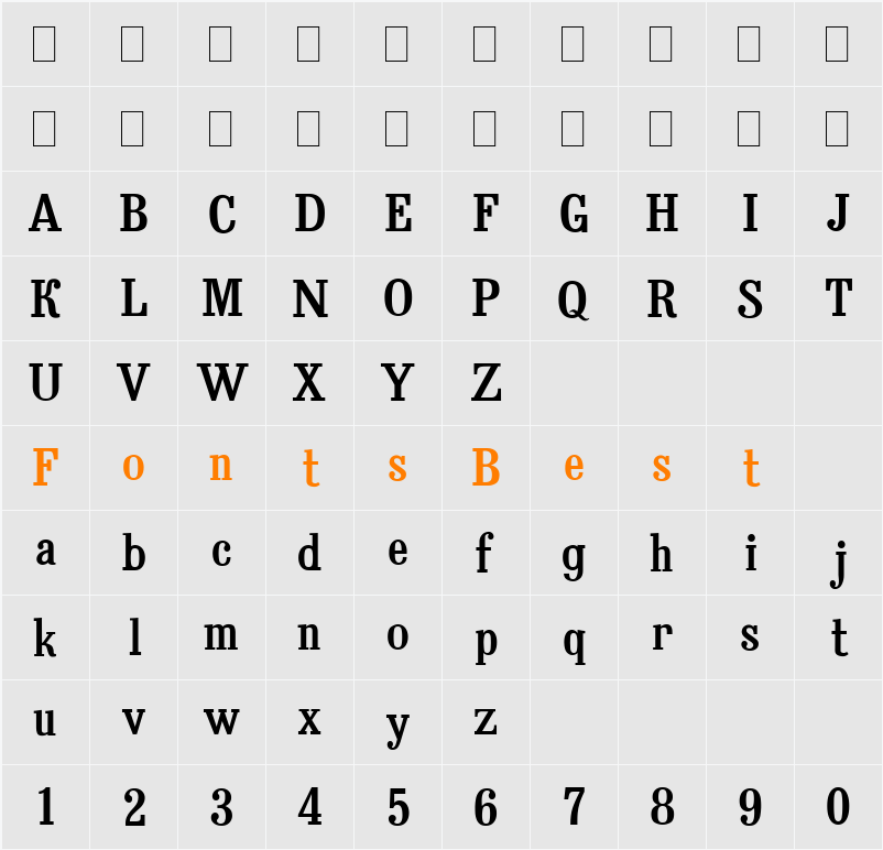 Bruskovaya Character Map