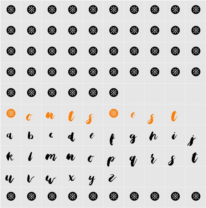 Bristle Brush Script Black Demo Character Map