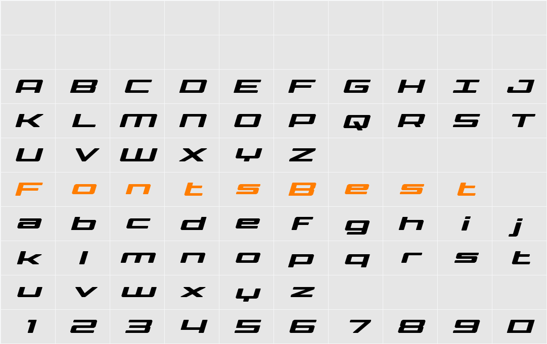 Phoenicia Lower Case Expanded Italic Character Map