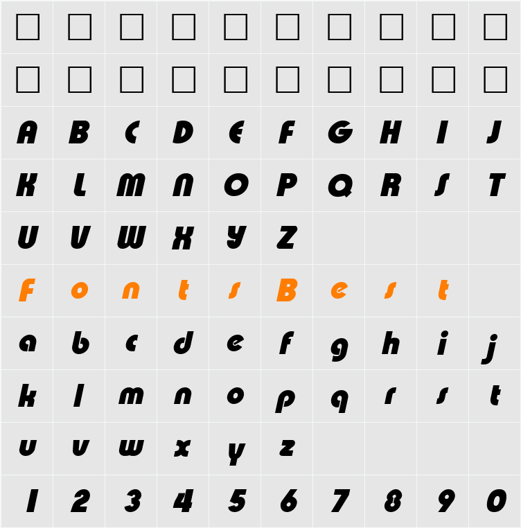 XpressiveBlack Character Map