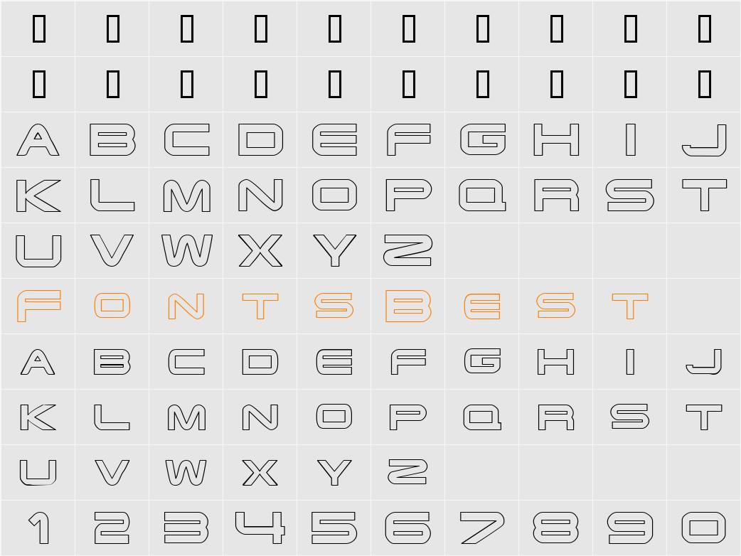 EndzoneOutline Character Map