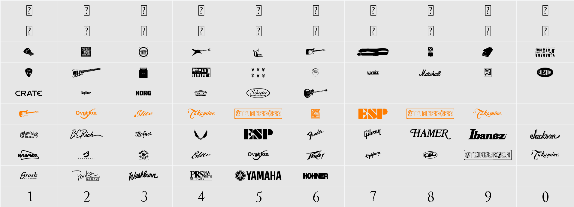 Gtartings Character Map