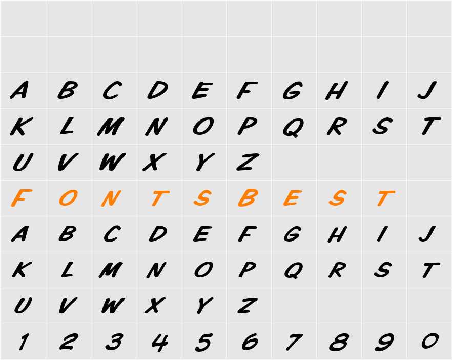 VTCKomixationSCItalic Character Map