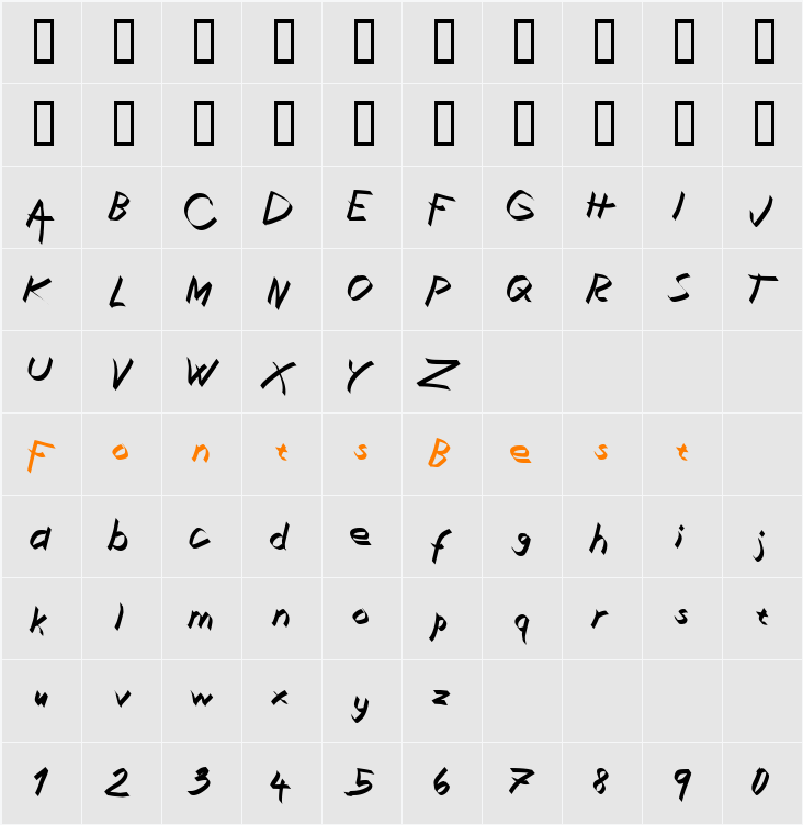 Xaligraphy Character Map