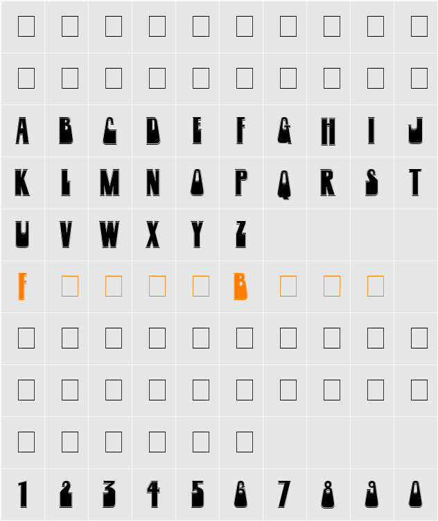 Woogie Display Outline Caps SSi Character Map