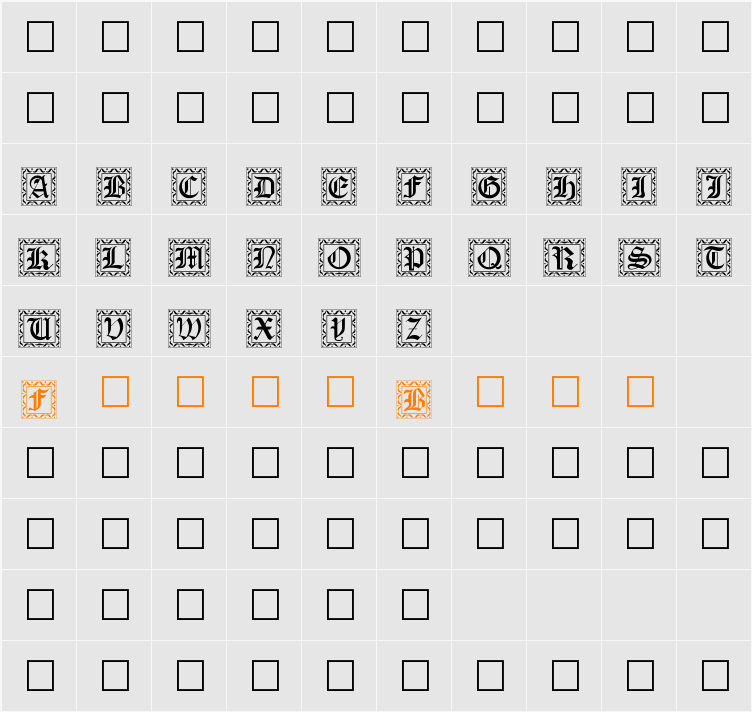 Drop Caps Character Map