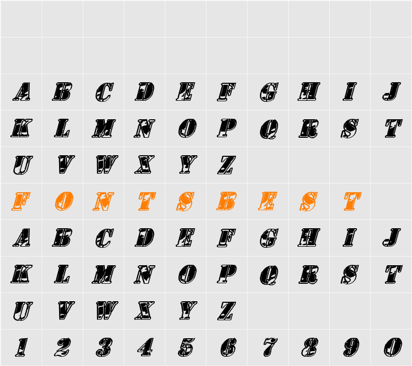 1st Cav II Italic Character Map
