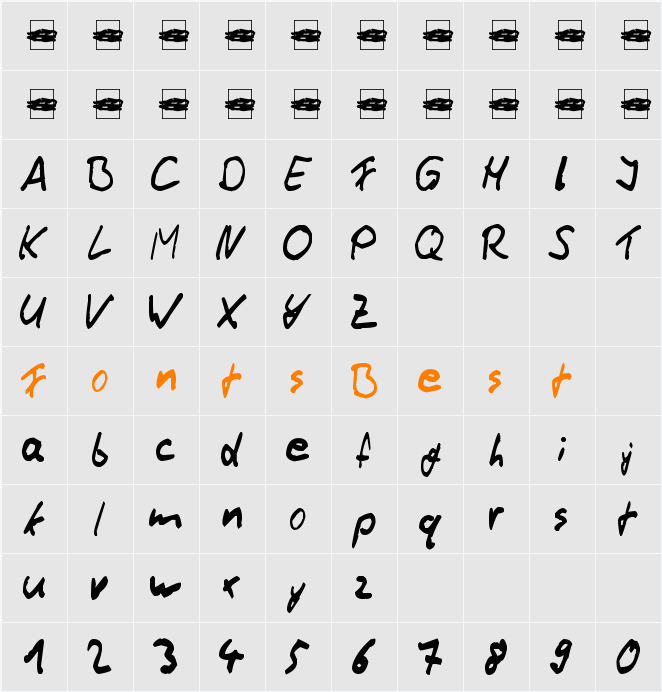 Thommy Handwrite Character Map