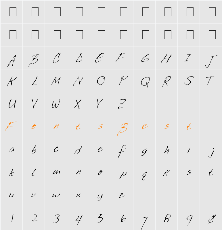 BrendensHand Character Map