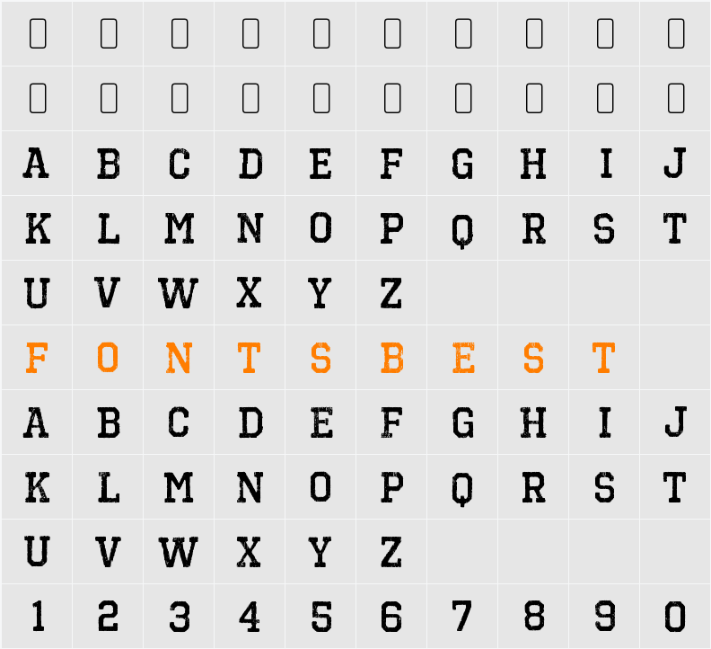 Octin Vintage B Rg Character Map