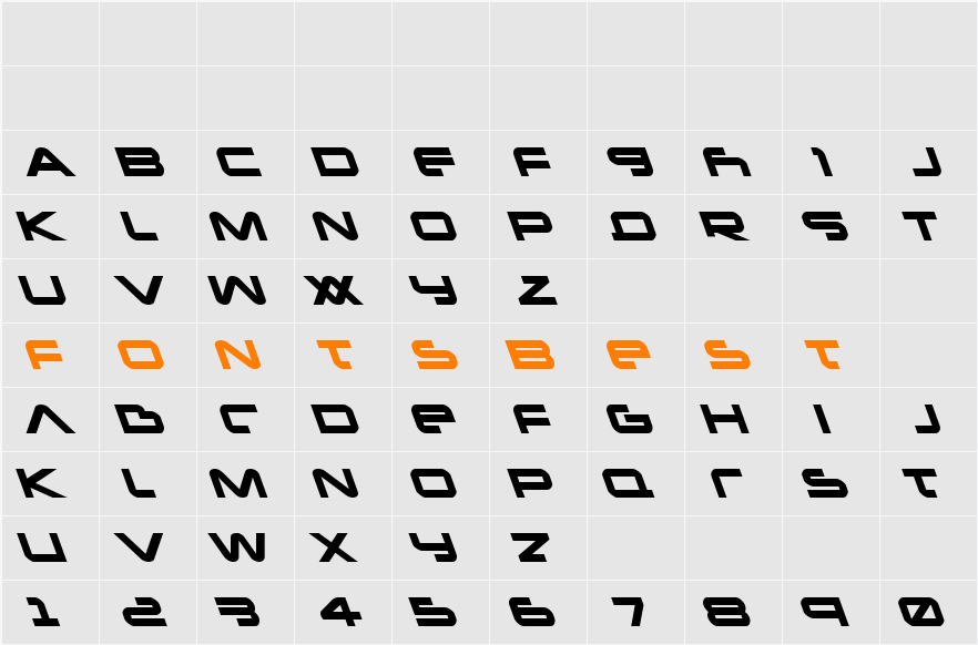 New Mars Leftalic Character Map