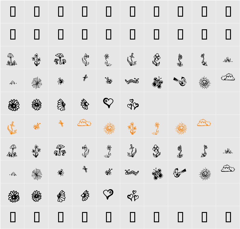 GardenDingbats Character Map